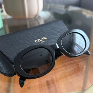 Celine Glossy Black Round Sunglasses